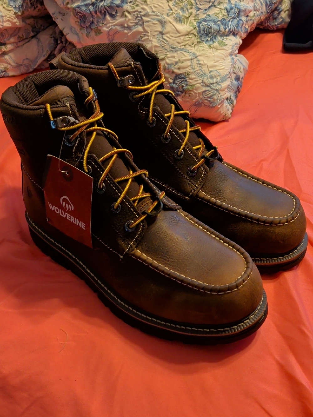 Wolverine Brown Moc Toe Lace-Up Work Boots